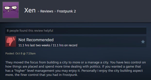 Imagem do artigo intitulado Frozen City Builder Frostpunk 2, conforme contado pelas avaliações do Steam